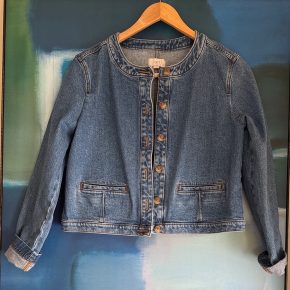 LOFT Jackets & Blazers - LOFT Collarless Denim Jacket